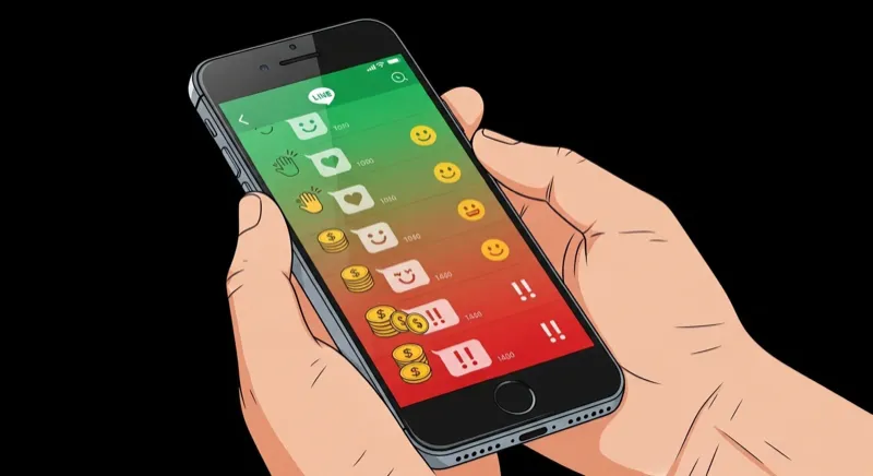 LINE登録後に友好的なメッセージから金銭要求へ変わるイメージ